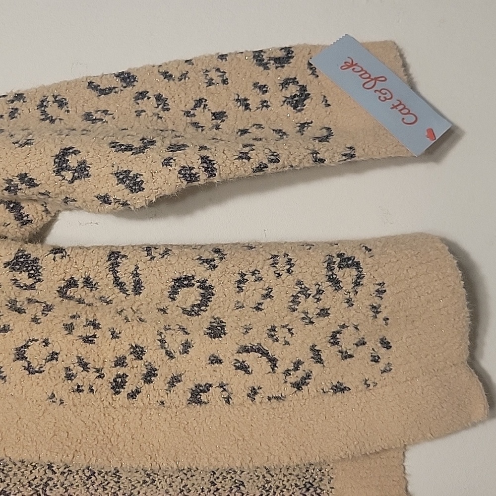 Cat & Jack Kid's Animal/PR6GY7  Cream Leopard Open Front Sweater Size XS - Picture 11 of 16
